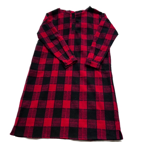 Coat Dress Buffalo Check Long With Hood Size XL Back & Red Plaid Pull On Henley - Picture 4 of 7